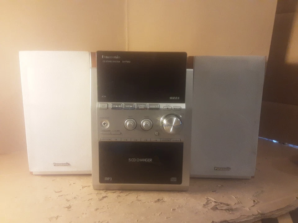 Panasonic SA-PM53 Cd Stereo System 5 Cd CHANGER / Tape- Am/Fm Rds Radio Mp3 - Image 2 of 4