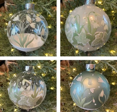 Glass Snowdrop Bauble Christmas Tree Decoration Traditional Gisela Graham Flower