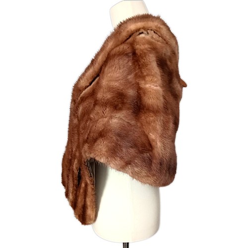 Nerz Stola Schal Halstuch Shrug Honig Rot Braun Vintage MCM Louis Laurie Philly MÄNGEL - Bild 14 von 24