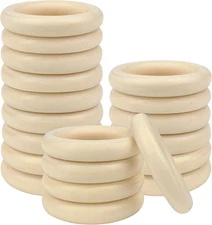 20 Pcs Unfinished Wooden Rings for Crafts, 70Mm/2.7Inch Natural Wood Rings witho
