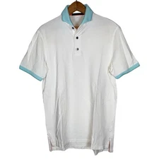 Greyson White Blue Trim Polo Shirt      Size: S