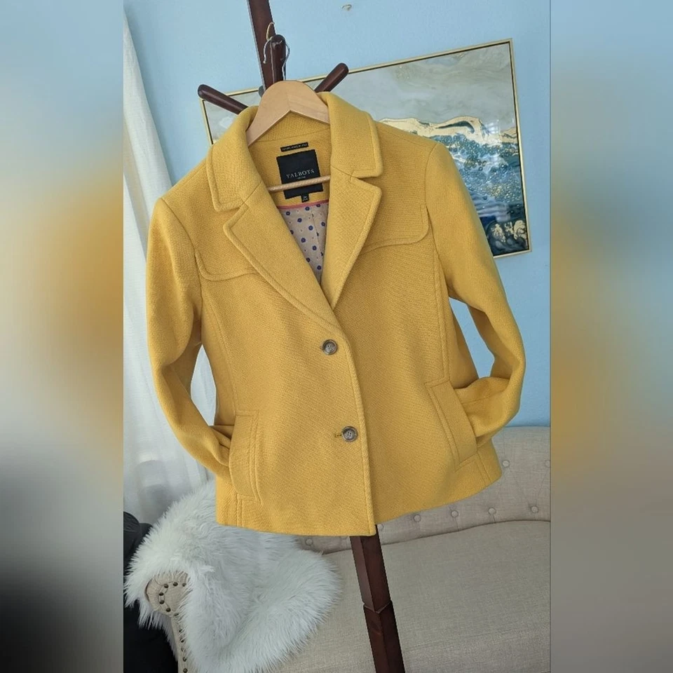 Шерстяная женская желтая блейзерная ткань TALBOTS сделано в Италии‎ размер 16p - Изображение 2 из 4