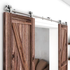 CCJH 4FT-16FT Stainless Steel Sliding Barn Door Hardware Closet Kit for1/2 Door