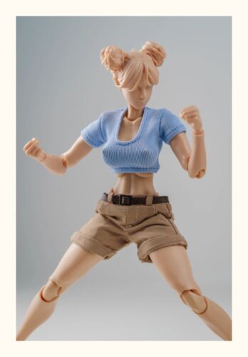 1/12 Scale T-shirt Casual Short Pants Set Clothes Model Fit 6'' Female Figure - Picture 12 of 24