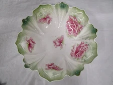 R. S. Prussia  -  Green Border, Pink Roses Pattern  -  9 1/2" Plate