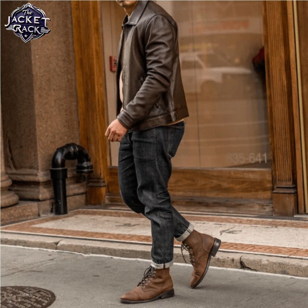 Men's Vintage Cafe Racer Biker Jacket Black & Brown Soft