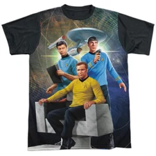 Star Trek Kirk Spock Mccoy Adult Halloween Costume T Shirt (Black Back), S-3XL