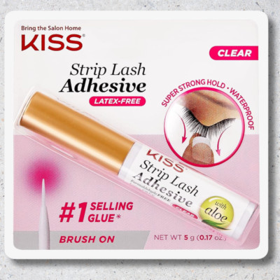KISS Strip False Eyelash Glue Waterproof Eye Lash Extension Adhesive, Clear..
