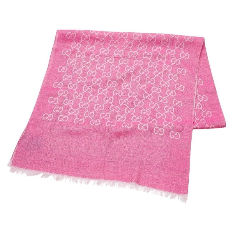 Gucci écharpe bandana rose laine soie femme saleté totale, plusieurs trous