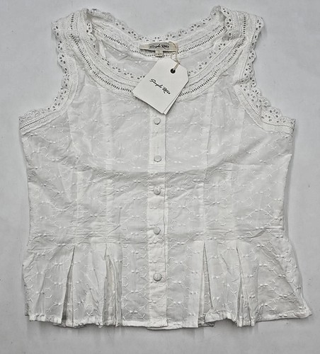 NWT Simple Retro Esme Coquette White Lace Trim White Blouse Cottagecore Cotton M - Picture 11 of 16