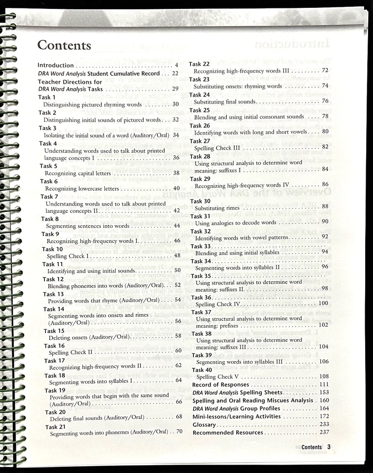 DRA2 -WORD ANALYSIS (Develop. Reading Assessment) TCH GUIDE & STUDENT ASSESSMENT - Image 3 of 4