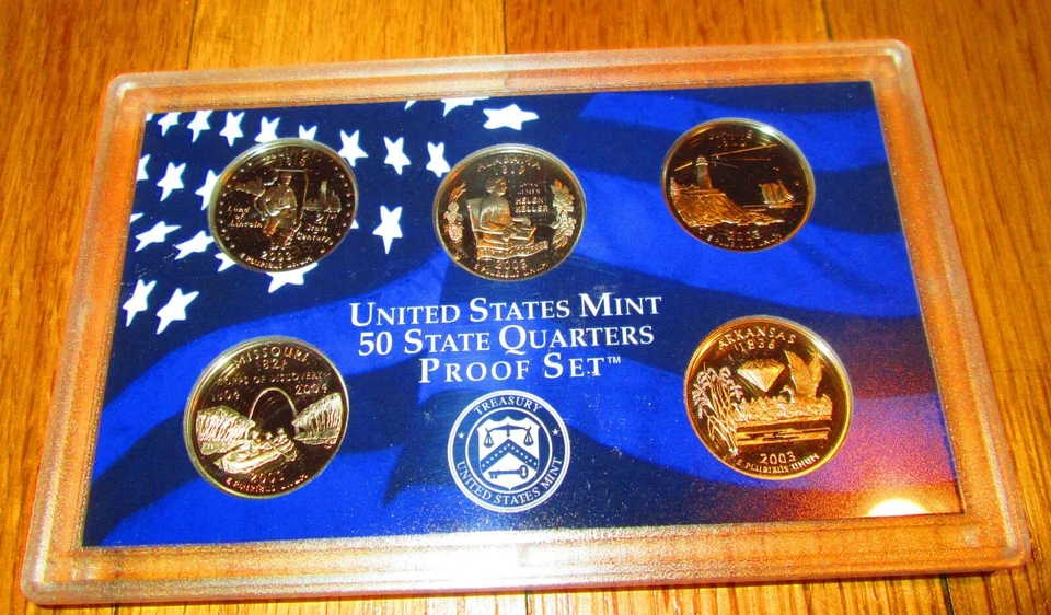 2003 State Proof Quarters U.S. Mint 50 Sets Box COA Illinois Alabama Missouri - Image 3 of 3
