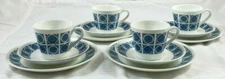 Blue Trio Cup Saucer Dessert Plate Royal Tuscan Charade Coffee Tea 12 PC Vintage