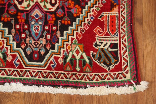 Navy Blue/ Red Handmade Wool Abadeh Square Rug 2x2 Tribal Traditional Foyer Rug - Picture 3 of 12