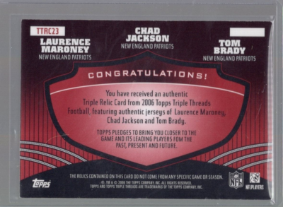 2006 Triple Threads Relic Combos Red #23 Tom Brady Chad Jackson