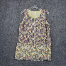 Cabi Top Womens M Medium Yellow Blue Positano Floral Layered Tank Blouse Lined