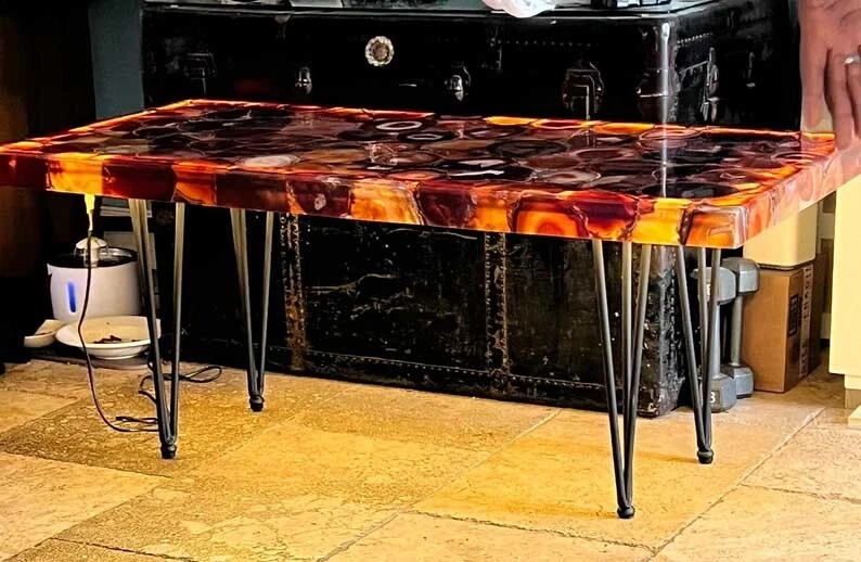 Red Agate Stone Dining Table, Countertop Desk, Kitchen Slab Furniture, Home Deco - Image 2 of 4