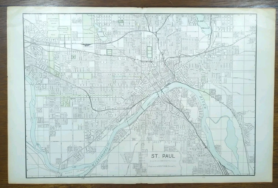Mapa de colección 1908 ST PAUL MINNESOTA 23"x15" ~ Antiguo Antiguo Original CONDADO DE RAMSEY Foto 2 de 4