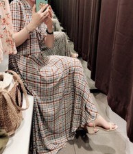 NWT ZARA FLOWY PLAID CHECKED DRESS 4886/246