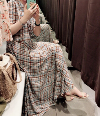 green emerald velvet dress Twila Plaid Maxi Dress M main image 0
