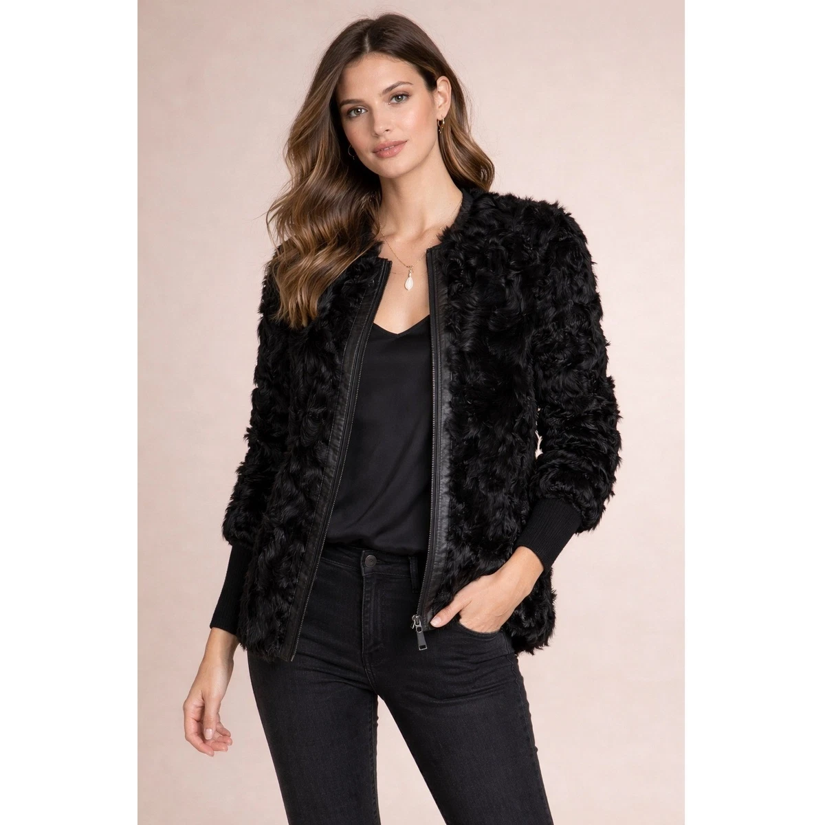 Diane von Furstenberg Faux Fur Outer Shell Coats, Jackets & Vests