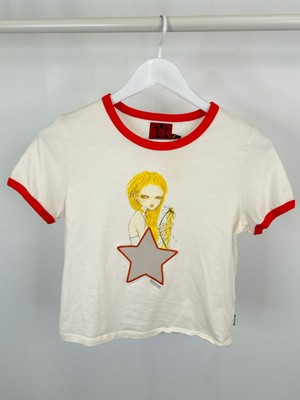 Heaven by Marc Jacobs Eri Star Mesh Baby Tee SZ M White Women T