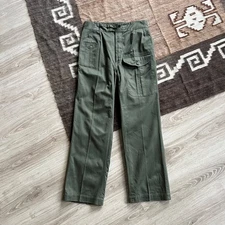 Vintage 1988 Military Gurkha Olive Adjustable Waist Cargo Pockets Pants W34