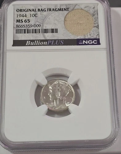 1944 Mercury Dime NGC MS65 Original Bag Fragment