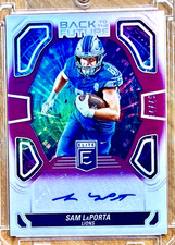 SAM LaPORTA 2024 Panini Donruss Elite BACK TO THE FUTURE Purple Auto 34/49 LIONS