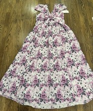 LoveShackFancy Purple Ever Midi Dress Flower Size 4 NWT Flaws On Zipper