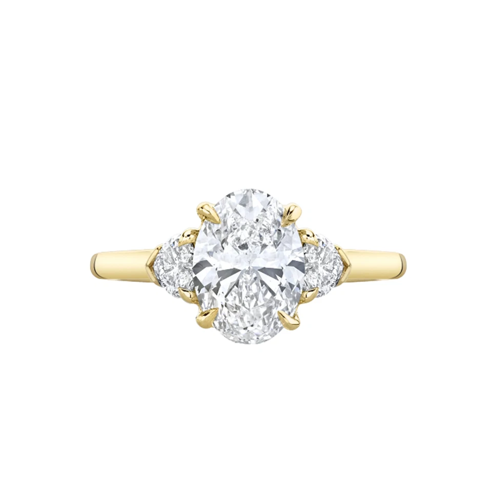 Gold Wedding Ring Oval 1 Carat IGI GIA Lab Created Diamond Solid 14K Yellow Band - Image 2 of 4