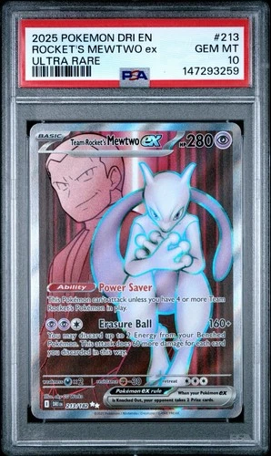Pokémon TCG Destined Rivals Team Rocket's Mewtwo EX 213/182 - PSA 10