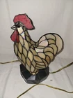 Vintage Tiffany Style Stained Glass Rooster Table Lamp/Night Light Pre-Owned