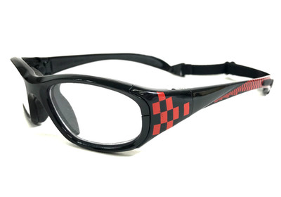 Rec Specs Kids Athletic Goggles Frames SS2000 Black Red Wrap Full Rim 51-17-125