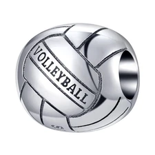 Volleyball Charm 925 Sterling Silver Sport Beach Ball Beads for DIY Charms