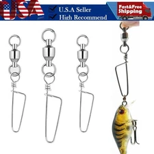 50PCS Ball Bearing Swivel Coast Lock Swivel Snap Fishing Tackle Connectors