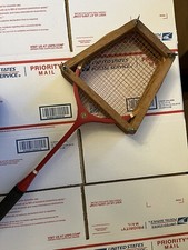 PAIR OF VINTAGE "SPALDING" "SUPERBA" BADMINTON RACQUETS IN A SPALDING PRESS