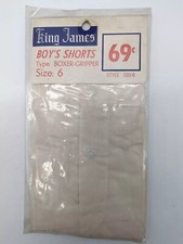 Vtg NOS NWT King James 1950's Boy's Boy Shorts Boxer Gripper Size 6 100-B Read