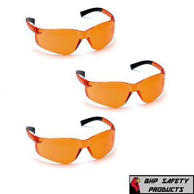 PYRAMEX ZTEK SAFETY GLASSES ORANGE LENS S2540S SPORT WORK EYEWEAR Z87+ (3 PAIR)
