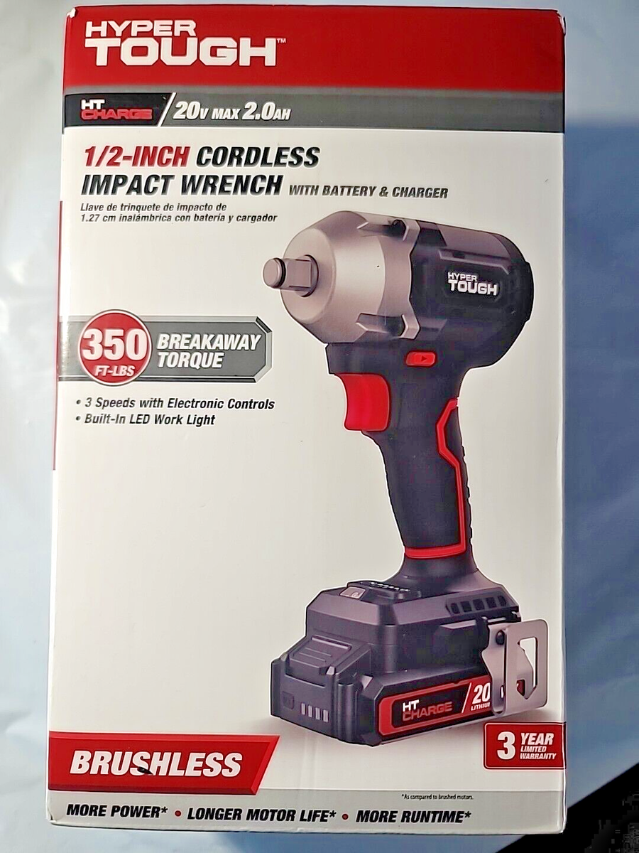 Hyper Tough 20V Max Brushless 1/2-inch Cordless Impact Wrench w