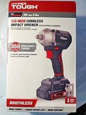 Hyper Tough 20V Max Brushless 1/2-inch Cordless Impact Wrench w/ 2.0Ah Battery
