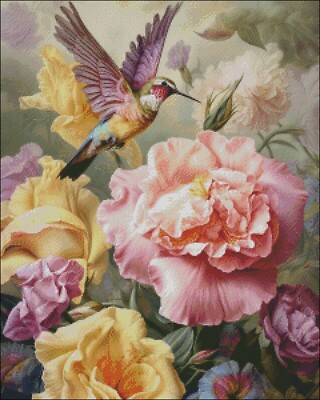 Iris and Hummingbird 6 - Counted Cross Stitch Kits Needlework Embroidery DIY