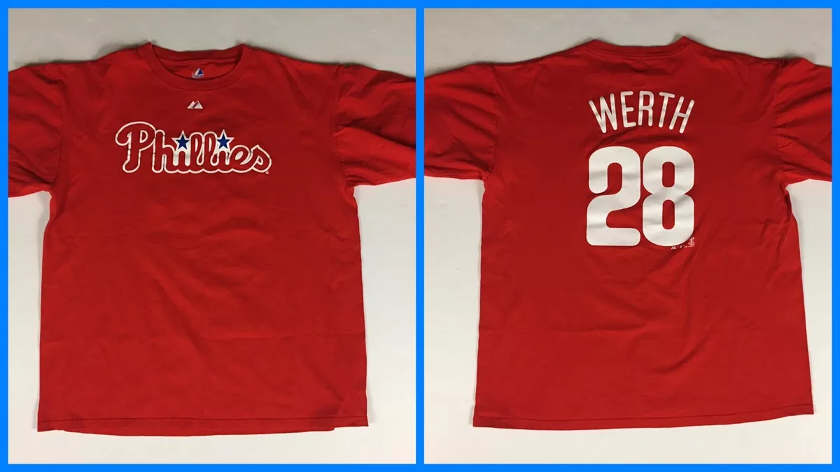 Men's JAYSON WERTH Philadelphia Phillies Red Majestic Jersey-Style TShirt -  XL