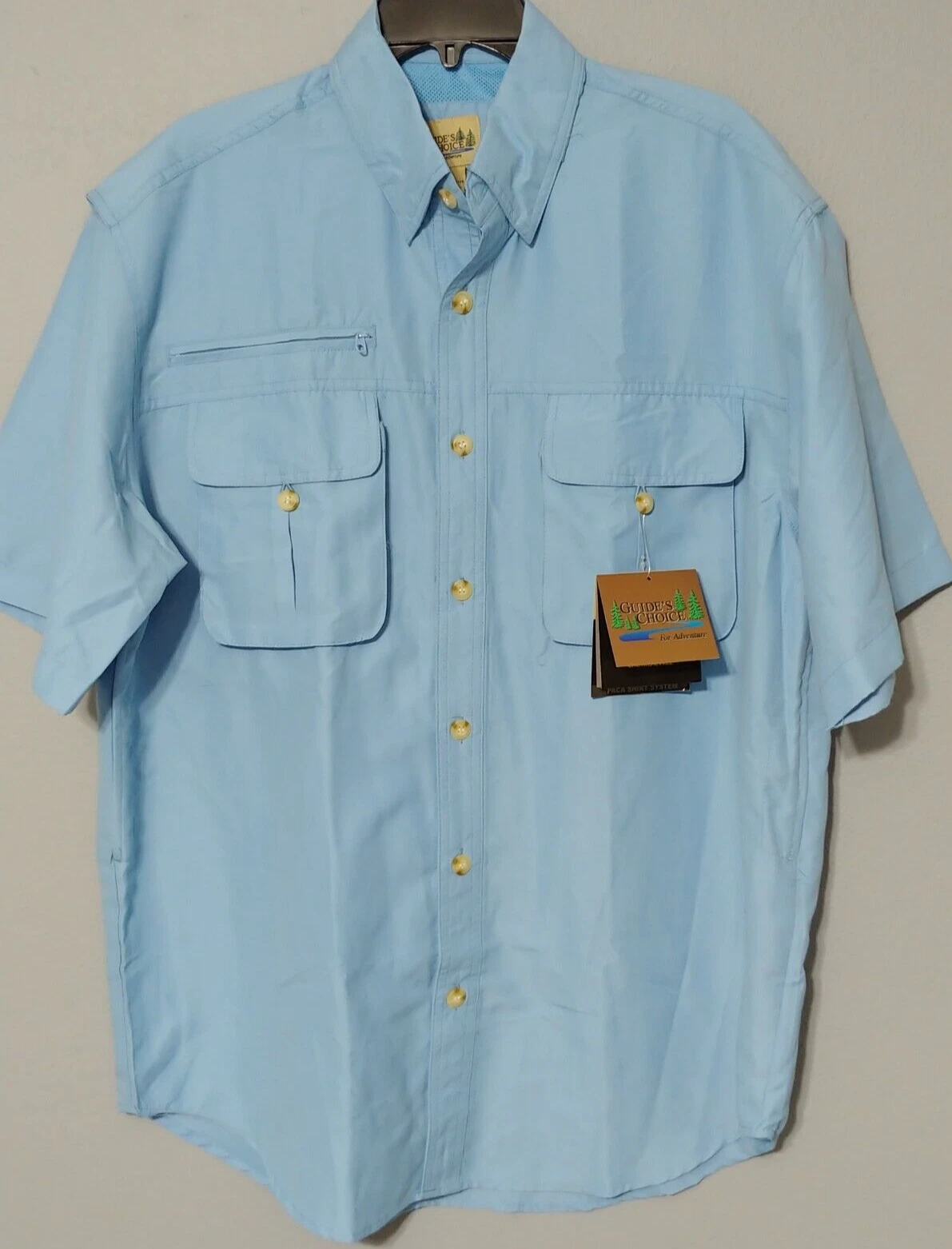 Guide's Choice PACA Shirt Mens L Short Sleeve Blue Fishing Vents Large Pockets