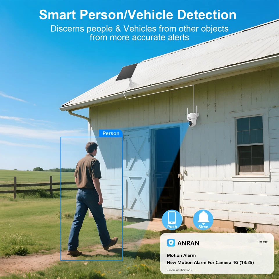 ANRAN 4G LTE Celular Batería Solar Cámara de Seguridad Exterior Inalámbrica Audio de 2 Vías Foto 3 de 4