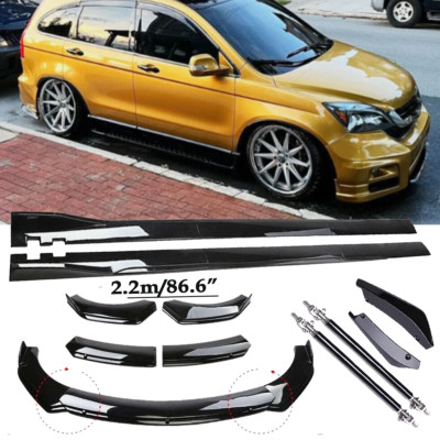 For Honda Pilot Front Bumper Spoiler Body Kit / Side Skirt/Strut Glossy Black