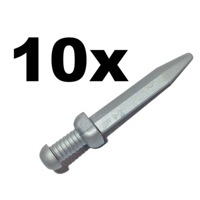 NEW LEGO - Weapon - Sword - Gladius short Flat Silver x 10 Thick