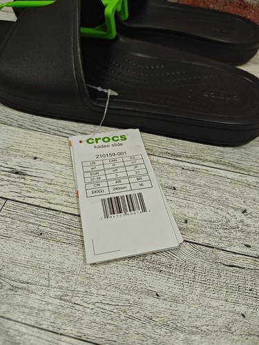 Crocs Iconic Kadee Slide Women's Size 7 Black Single Band Sandals NWT - Picture 2 of 7