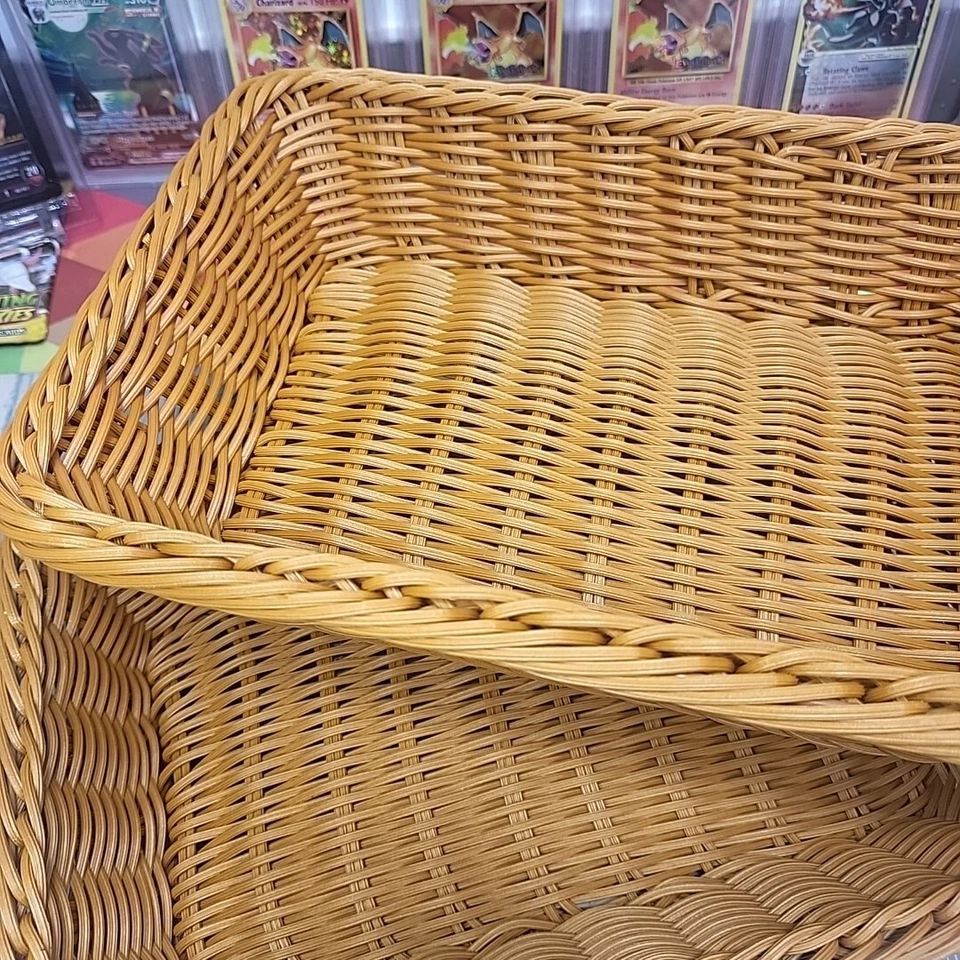 TWO Wicker Serving Tray Basket Rectangular 12" x 8" x 3" in Tan NEW! (Plastic) - Image 3 of 4