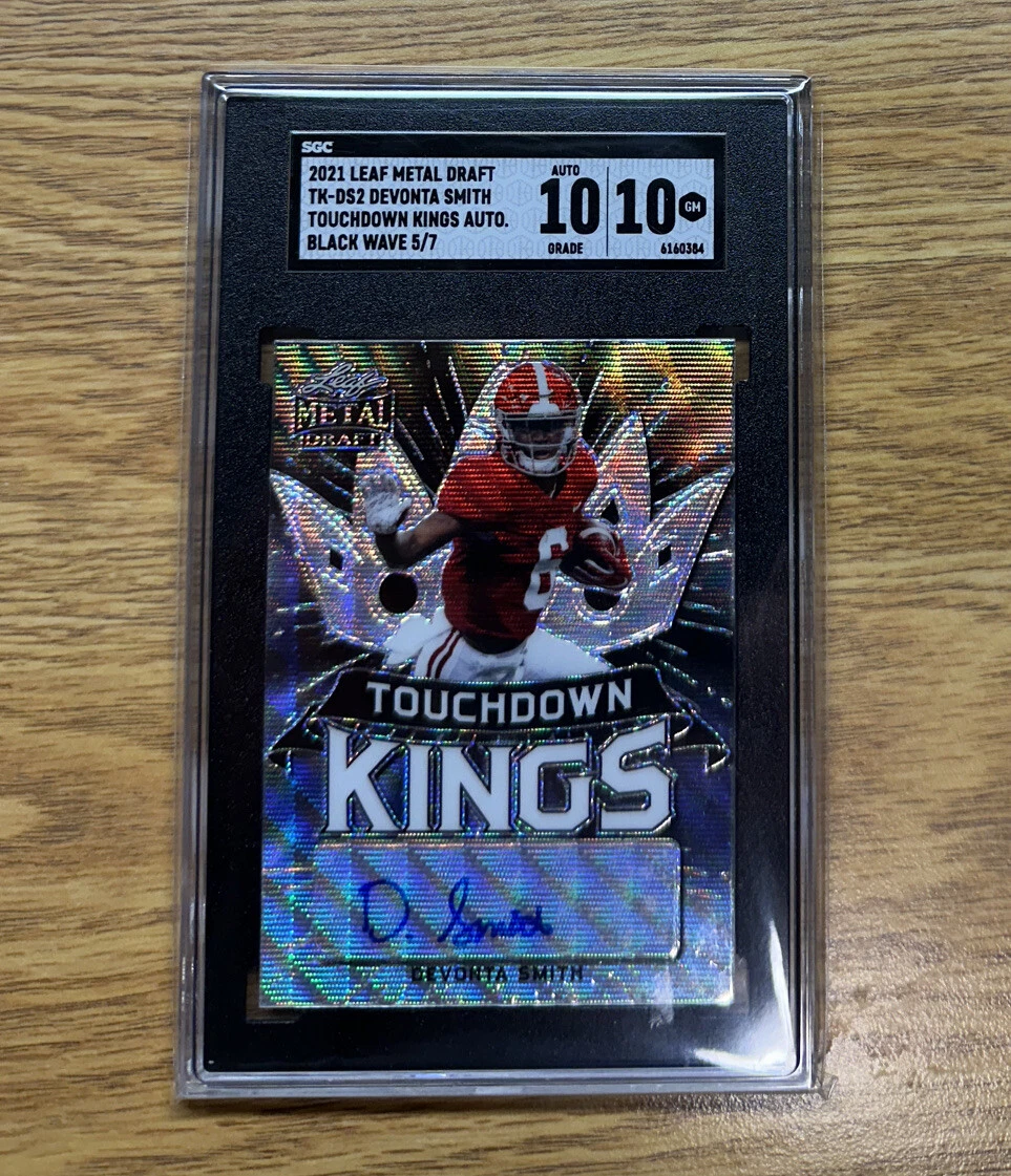 DeVonta Smith Leaf Metal Draft Touchdown Kings Autographs #TKDS2 Black Marble